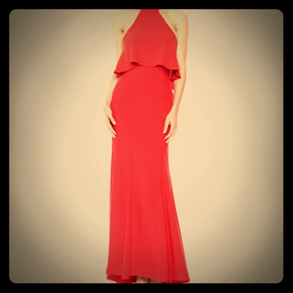 Xscape Red halter Gown